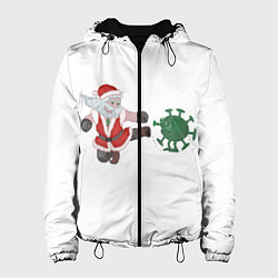 Куртка с капюшоном женская Дед Мороз Против Вируса, цвет: 3D-черный