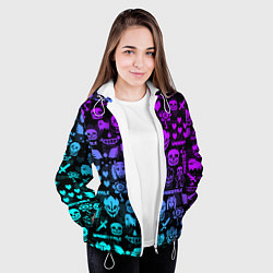 Куртка с капюшоном женская UNDERTALE NEON PATTERN УЗОР, цвет: 3D-белый — фото 2