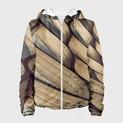 Куртка с капюшоном женская Текстура древесины, цвет: 3D-белый