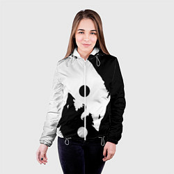 Куртка с капюшоном женская Волки Инь и Янь Добро и Зло, цвет: 3D-белый — фото 2