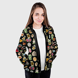 Куртка с капюшоном женская Россия и СССР паттерн, цвет: 3D-черный — фото 2