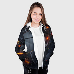 Куртка с капюшоном женская НЕОНОВЫЙ ВЗРЫВ ПЛИТЫ, ОБЛОМКИ NEON EXPLOSION, цвет: 3D-белый — фото 2