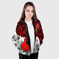 Куртка с капюшоном женская Гитара Розы Контраст, цвет: 3D-черный — фото 2