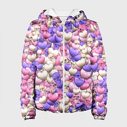 Куртка с капюшоном женская Сердечки-черепушки, цвет: 3D-белый