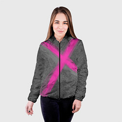 Куртка с капюшоном женская Коллекция Get inspired! Pink cross Абстракция Fl-4, цвет: 3D-черный — фото 2