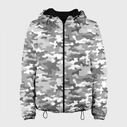 Куртка с капюшоном женская Серый Военный Камуфляж, цвет: 3D-черный