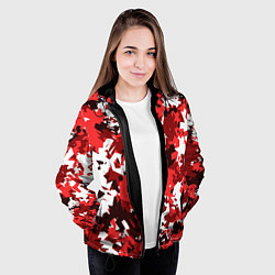 Куртка с капюшоном женская Красно-белый камуфляж, цвет: 3D-черный — фото 2
