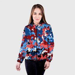 Куртка с капюшоном женская Красно-синий камуфляж, цвет: 3D-черный — фото 2