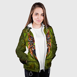 Куртка с капюшоном женская Кибер-лис, цвет: 3D-белый — фото 2