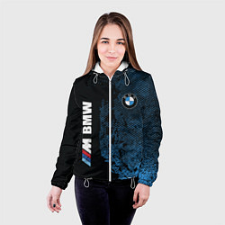 Куртка с капюшоном женская BMW M Series Синий Гранж, цвет: 3D-белый — фото 2