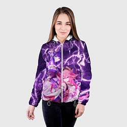 Куртка с капюшоном женская Genshin Impact - Яэ и Эи, цвет: 3D-белый — фото 2