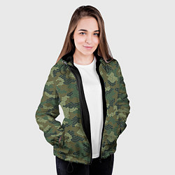 Куртка с капюшоном женская Абстрактный Камуфляж из Звёзд, цвет: 3D-черный — фото 2