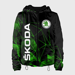 Куртка с капюшоном женская Шкода, Skoda, Геометрия, цвет: 3D-черный