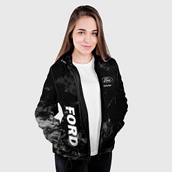 Куртка с капюшоном женская Ford, Форд, Серый фон, цвет: 3D-черный — фото 2