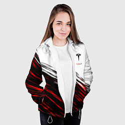 Куртка с капюшоном женская Tesla sport размытость, цвет: 3D-белый — фото 2