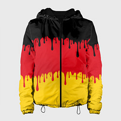 Куртка с капюшоном женская Флаг Германии потёки, цвет: 3D-черный