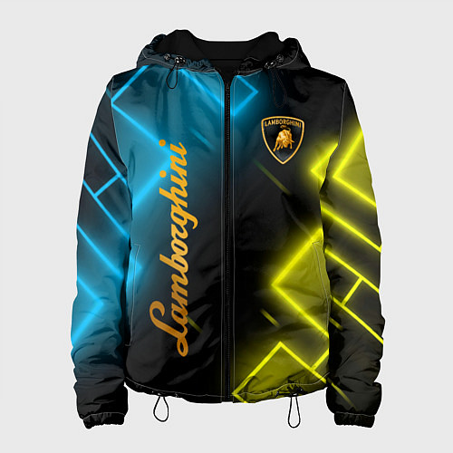 Женская куртка Lamborghini - Неоновые фигуры / 3D-Черный – фото 1