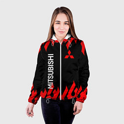Куртка с капюшоном женская Mitsubish: Нарисованный огонь, цвет: 3D-белый — фото 2