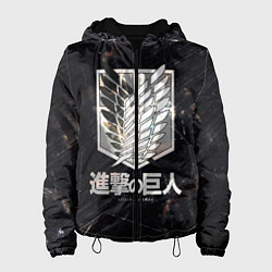 Куртка с капюшоном женская Атака Титанов Логотип Свечение, цвет: 3D-черный