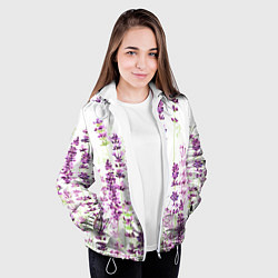 Куртка с капюшоном женская Цветы Лаванды акварелью, цвет: 3D-белый — фото 2