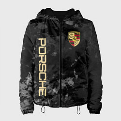 Куртка с капюшоном женская Порше Porsche серый фон, цвет: 3D-черный