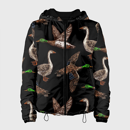 Женская куртка Утки паттерн / 3D-Черный – фото 1