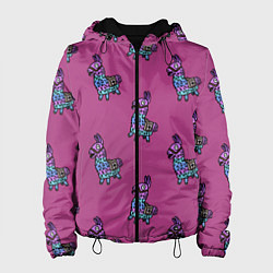 Куртка с капюшоном женская Фортнайт лама Fortnite lama, цвет: 3D-черный