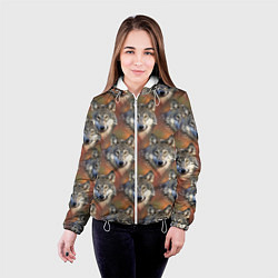 Куртка с капюшоном женская Волки Wolfs паттерн, цвет: 3D-белый — фото 2