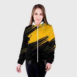 Куртка с капюшоном женская Black and yellow grunge, цвет: 3D-белый — фото 2