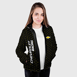 Куртка с капюшоном женская ШЕВРОЛЕ Racing - Абстракция, цвет: 3D-черный — фото 2