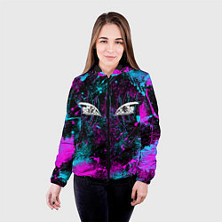 Куртка с капюшоном женская ГЛАЗА АКАЗЫ ГЛИТЧ, цвет: 3D-черный — фото 2