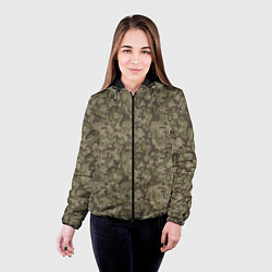 Куртка с капюшоном женская Вязаный Лесной Камуфляж, цвет: 3D-черный — фото 2