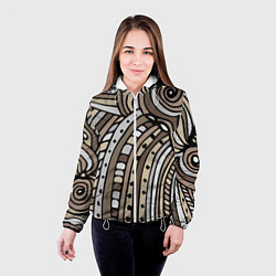 Куртка с капюшоном женская Абстрактный геометрический рисунок от руки Волны,, цвет: 3D-белый — фото 2