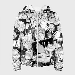 Куртка с капюшоном женская Bungo Stray Dogs pattern, цвет: 3D-белый