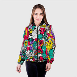 Куртка с капюшоном женская Веселые монстрики и привидения, цвет: 3D-черный — фото 2