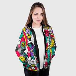 Куртка с капюшоном женская Веселые монстрики и привидения, цвет: 3D-черный — фото 2