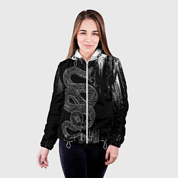 Куртка с капюшоном женская Snake Краски Змея ЧБ, цвет: 3D-белый — фото 2
