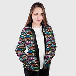 Куртка с капюшоном женская Ретро Музыка Аудиокассеты, цвет: 3D-черный — фото 2
