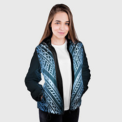 Куртка с капюшоном женская Неоновый абстрактный узор Синий и голубой неон на, цвет: 3D-черный — фото 2