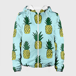 Куртка с капюшоном женская Рисунок ананасов, цвет: 3D-белый