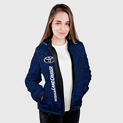 Куртка с капюшоном женская TOYOTA LAND CRUISER Соты Вертикально, цвет: 3D-черный — фото 2