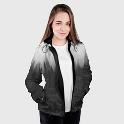 Куртка с капюшоном женская Туманный лес - туман, цвет: 3D-черный — фото 2