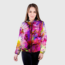 Куртка с капюшоном женская Красочный цветочный паттерн Floral pattern, цвет: 3D-черный — фото 2