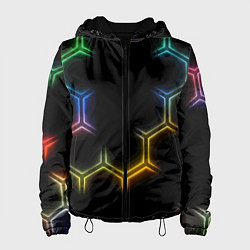 Куртка с капюшоном женская Геометрический узор Neon, цвет: 3D-черный