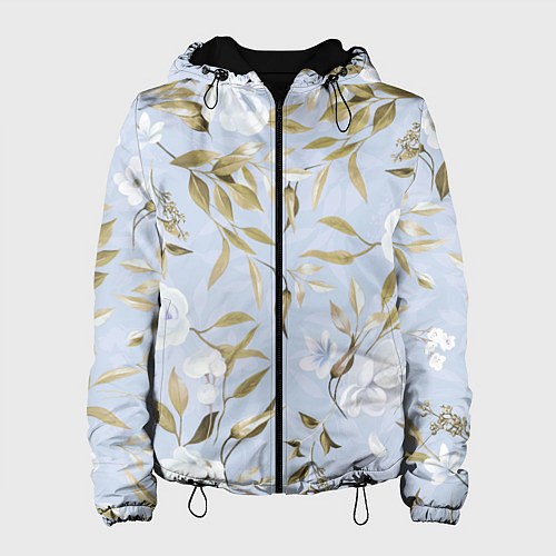 Женская куртка Цветы Золотые Листья / 3D-Черный – фото 1