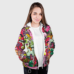 Куртка с капюшоном женская Веселые монстрики - чудики, цвет: 3D-белый — фото 2