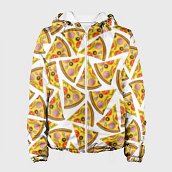 Куртка с капюшоном женская Кусочки вкусной пиццы, цвет: 3D-белый