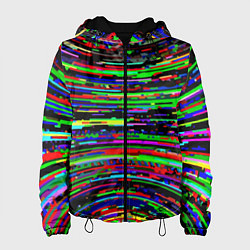Куртка с капюшоном женская Абстракция Неон Авангард, цвет: 3D-черный