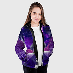 Куртка с капюшоном женская Vaporwave Neon Space, цвет: 3D-черный — фото 2