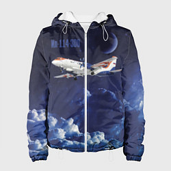 Куртка с капюшоном женская Пассажирский самолет Ил-114-300, цвет: 3D-белый